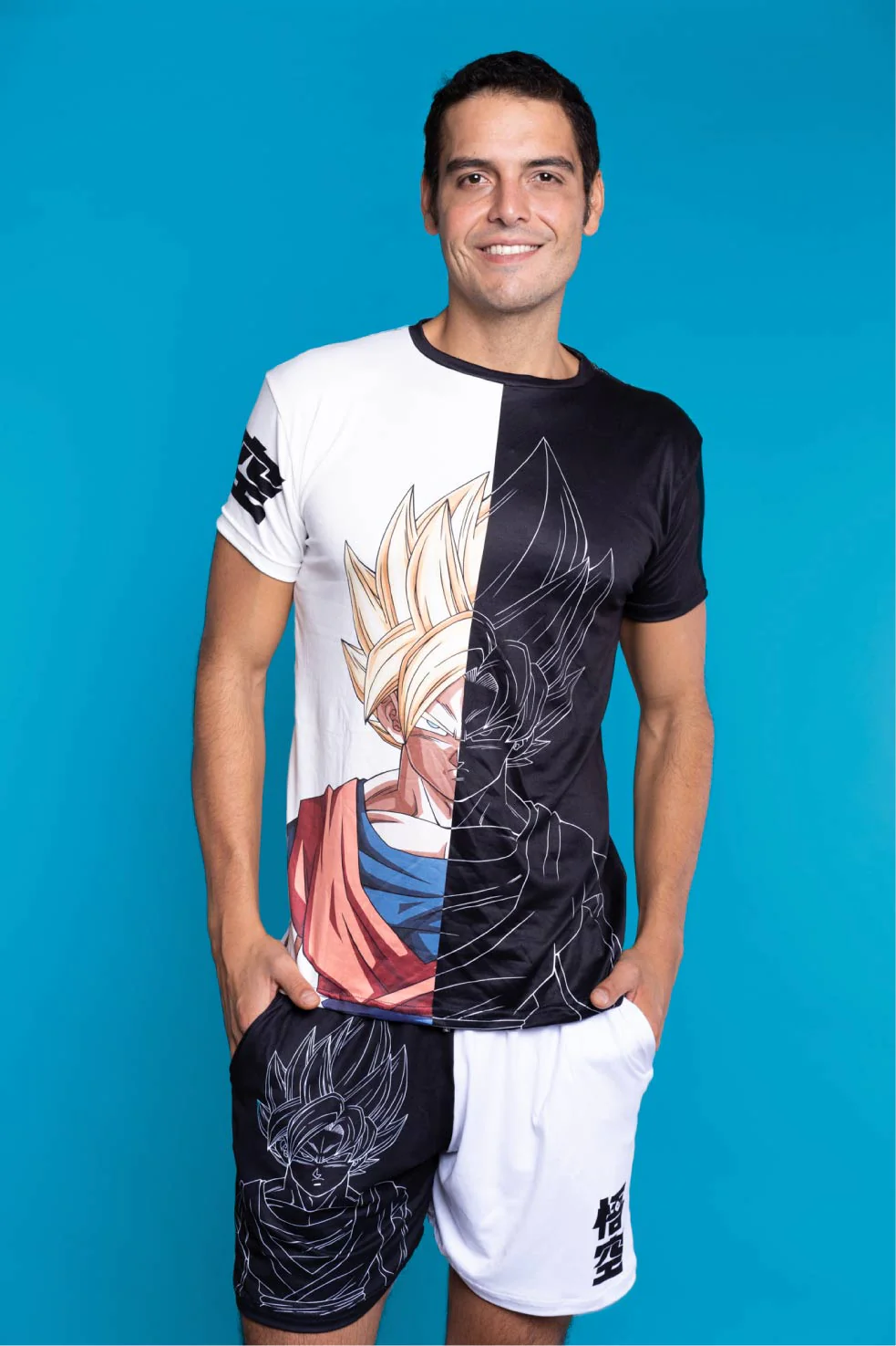 Short Pijama Dragon Ball Goku Blanco y Negro - Image 2