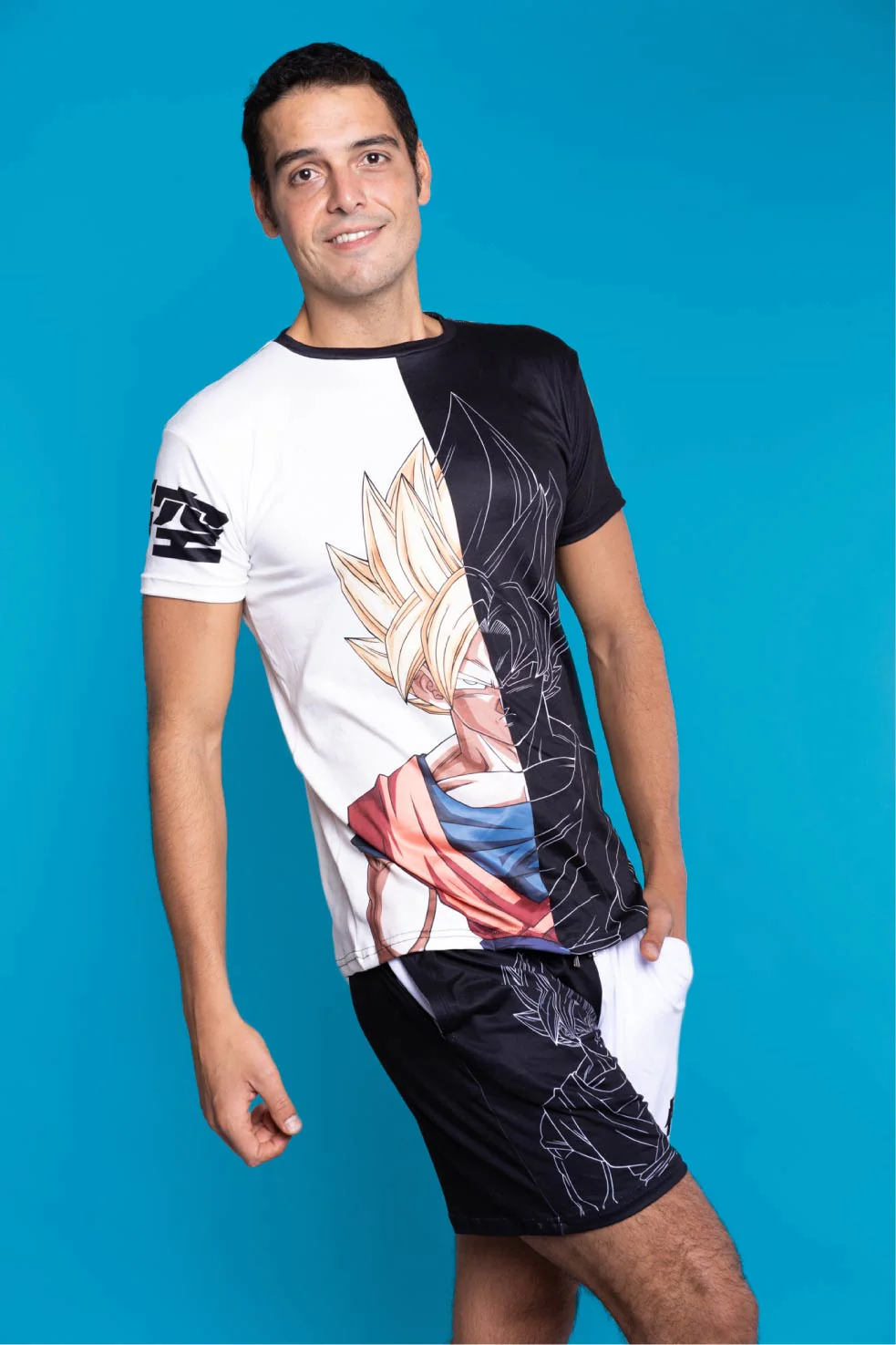 Short Pijama Dragon Ball Goku Blanco y Negro - Image 3
