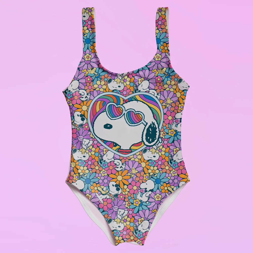 Traje De Baño Completo Snoopy Retro Flores